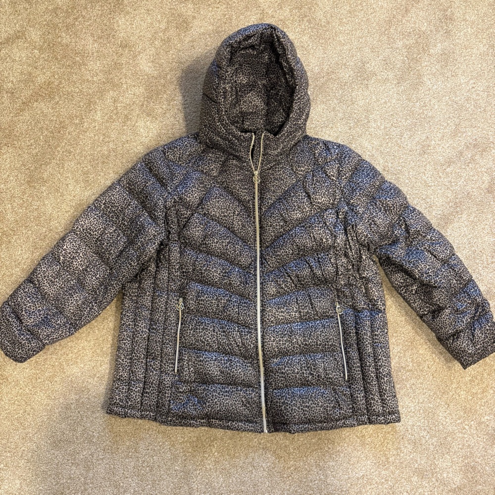 Michael Kors Leopard Print Puffer with Removable Hood
